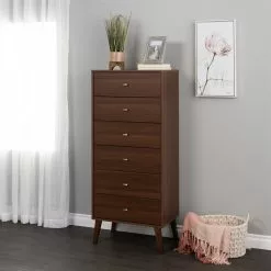 Prepac Milo Cherry Pine Contemporary 6-Drawer Tall Chest -Prepac Shop 330928841 AlternateImage2