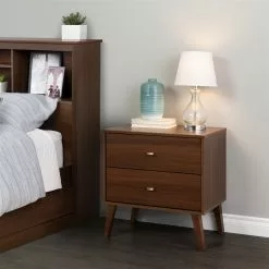 Prepac Milo Cherry Pine Contemporary 2-Drawer Nightstand -Prepac Shop 330928842 AlternateImage2