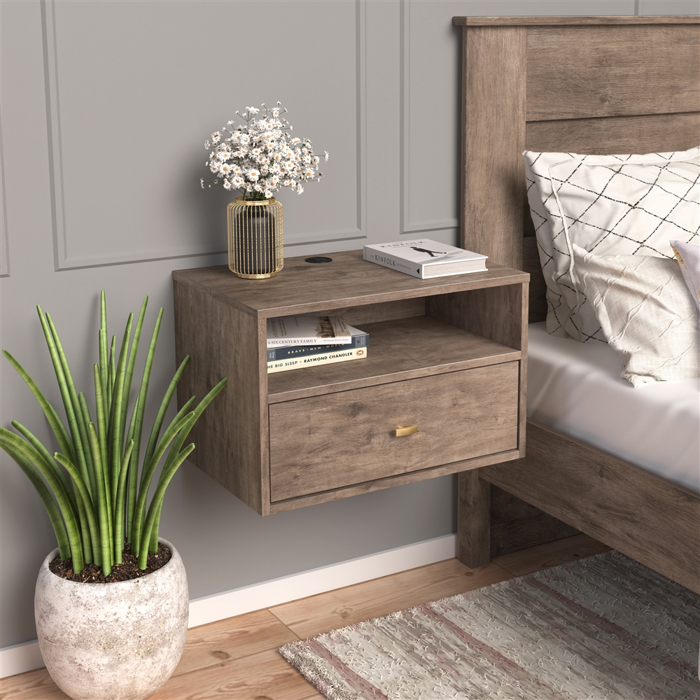 Prepac Drifted Grey Pine Nightstand With Open Shelf 6 Prepac Drifted Grey Pine Nightstand With Open Shelf - Image 4