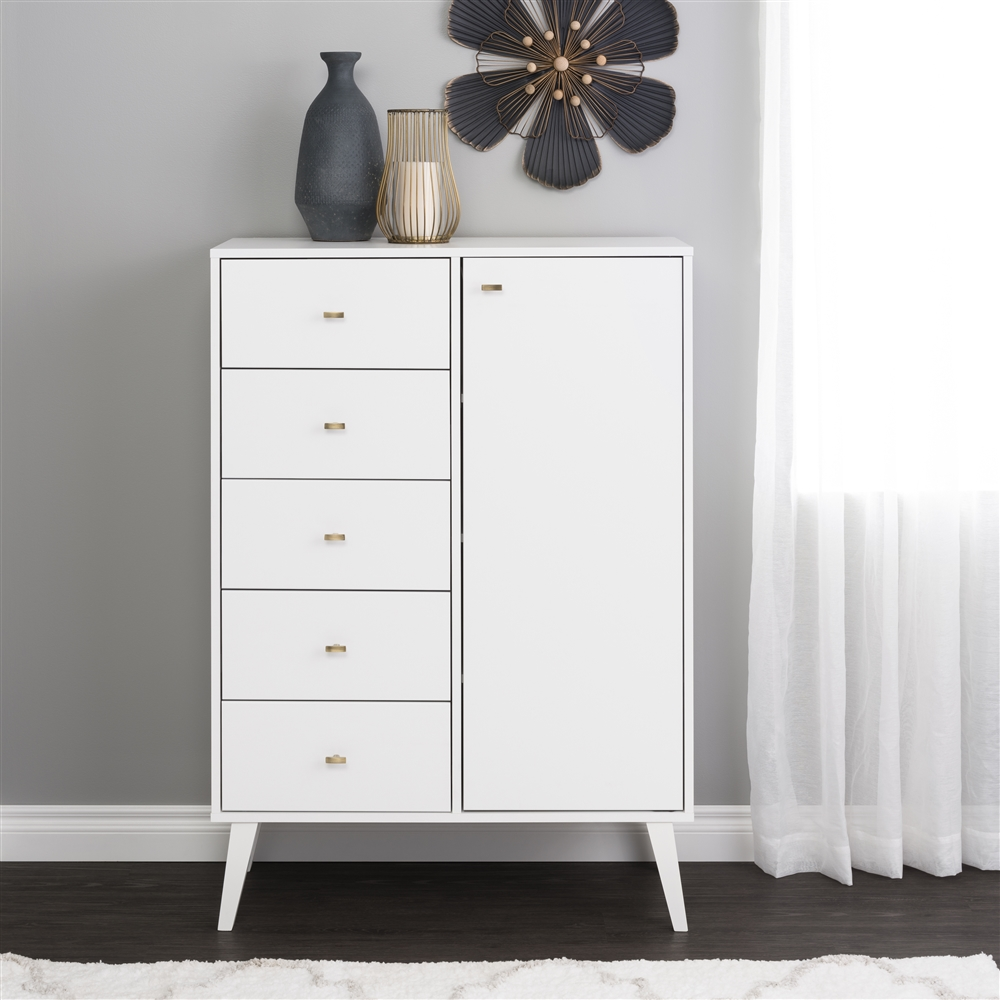 Prepac Milo White Pine 5-Drawer Combo Dresser 3 Prepac Milo White Pine 5-Drawer Combo Dresser