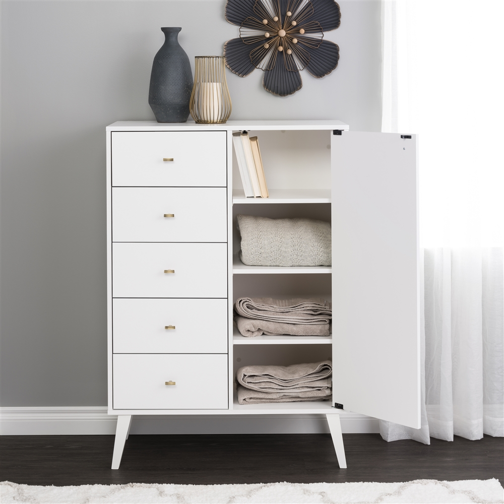 Prepac Milo White Pine 5-Drawer Combo Dresser 5 Prepac Milo White Pine 5-Drawer Combo Dresser - Image 3