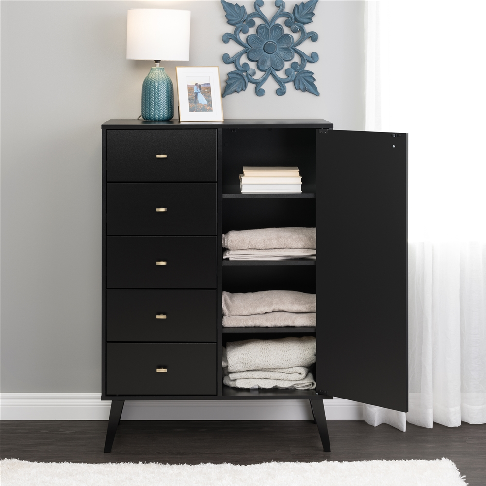 Prepac Milo Black Pine 5-Drawer Combo Dresser 7 Prepac Milo Black Pine 5-Drawer Combo Dresser - Image 5