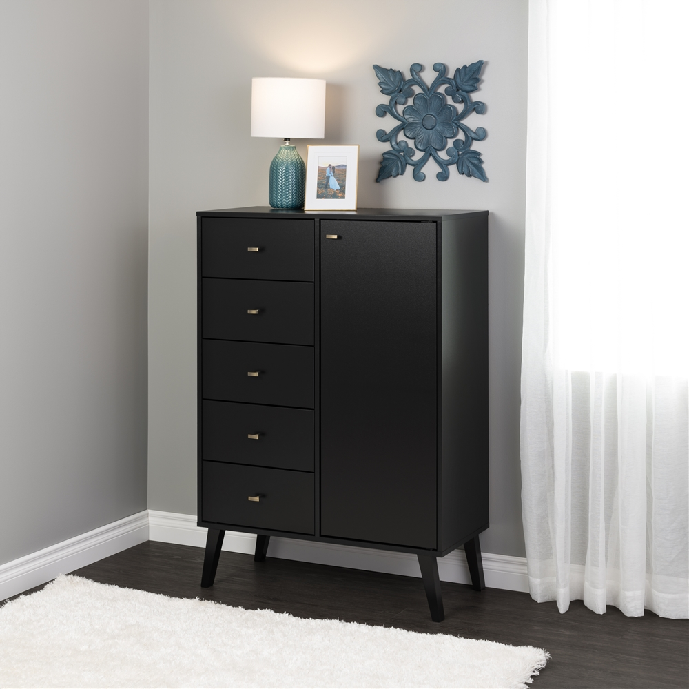 Prepac Milo Black Pine 5-Drawer Combo Dresser 4 Prepac Milo Black Pine 5-Drawer Combo Dresser - Image 2