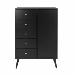 Prepac Milo Black Pine 5-Drawer Combo Dresser